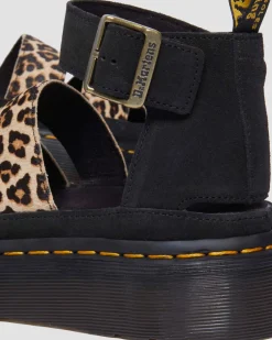 Clarissa Ii Quad Leopard Leder Plateausandalen in Hellbraun