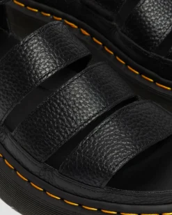 Clarissa II Quad Milled Nappa Leder Plateau Sandalen in Schwarz