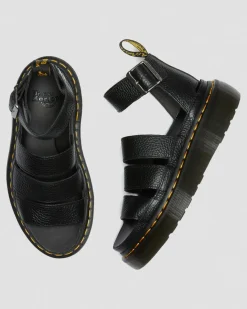 Clarissa II Quad Milled Nappa Leder Plateau Sandalen in Schwarz