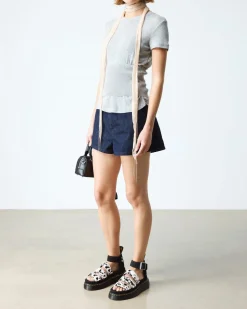 Clarissa Strap Hair On Leder Quad Sandalen in Creme & Schwarz