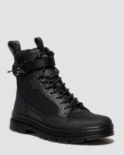 COMBS TECH MK.02 LEDER & CANVAS UTILITY BOOTS in Schwarz