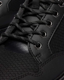 COMBS TECH MK.02 LEDER & CANVAS UTILITY BOOTS in Schwarz