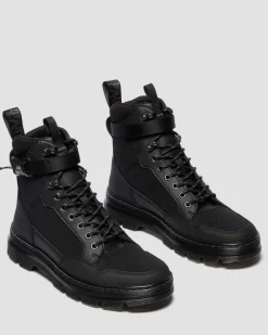 COMBS TECH MK.02 LEDER & CANVAS UTILITY BOOTS in Schwarz