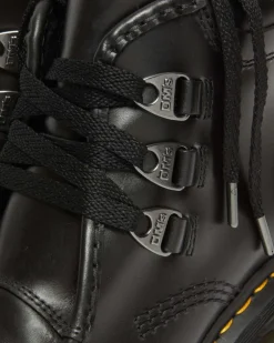 Corran 3-Ösen Atlas Leder Stiefel mit Absatz in Schwarz