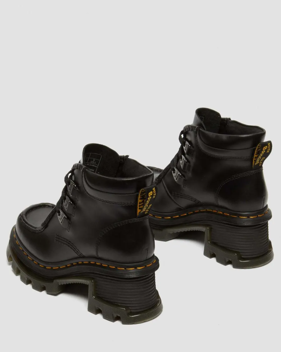 Corran 3-Ösen Atlas Leder Stiefel mit Absatz in Schwarz