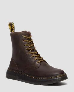 Crewson Leder Schnürstiefel in Dunkelbraun