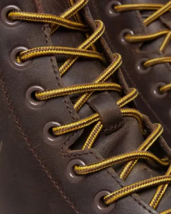 Crewson Leder Schnürstiefel in Dunkelbraun