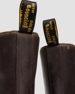 Crewson Leder Schnürstiefel in Dunkelbraun