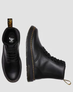 Crewson Leder Schnürstiefel in Black