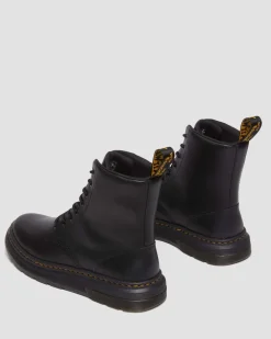 Crewson Leder Schnürstiefel in Black