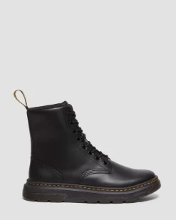 Crewson Leder Schnürstiefel in Black
