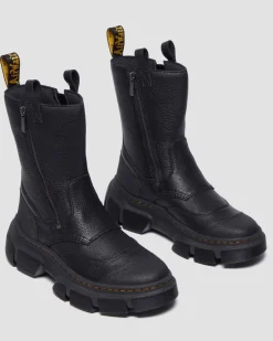 DMXL Leder Biker Boots in Schwarz