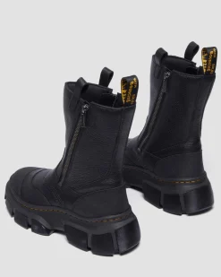 DMXL Leder Biker Boots in Schwarz