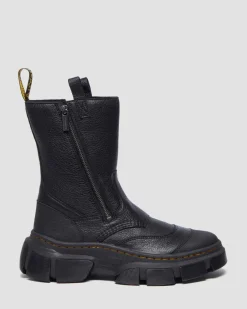 DMXL Leder Biker Boots in Schwarz
