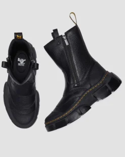 DMXL Leder Biker Boots in Schwarz