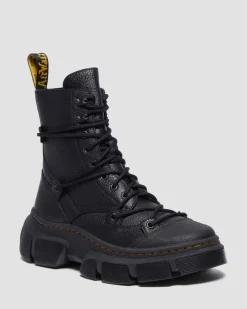 Dmxl Leder 8-Ösen Stiefel in Schwarz