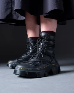 Dmxl Leder 8-Ösen Stiefel in Schwarz