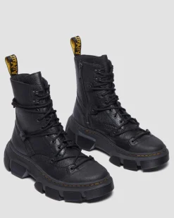 Dmxl Leder 8-Ösen Stiefel in Schwarz