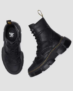 Dmxl Leder 8-Ösen Stiefel in Schwarz
