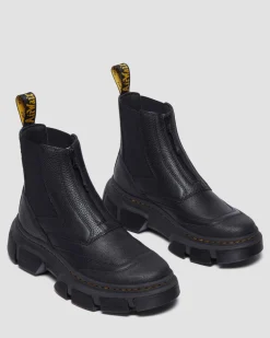 Dmxl Zip Leder Chelsea Boots in Schwarz