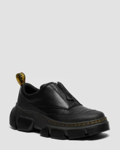 DMXL Zip Leder Schuhe in Schwarz