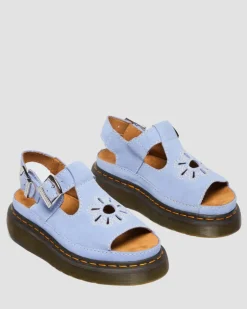 Dunnet Flower Buttersoft Leder Sandalen in Cornflower Blau