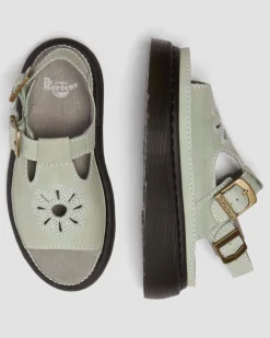 Dunnet Flower Buttersoft Leder Sandalen in Salbeigrün