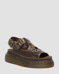 Dunnet Flower Full Grain Leder Sandalen in Braun