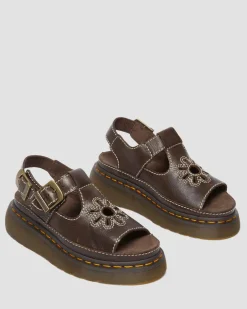Dunnet Flower Full Grain Leder Sandalen in Braun