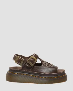Dunnet Flower Full Grain Leder Sandalen in Braun