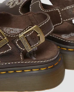 Dunnet Flower Full Grain Leder Sandalen in Braun