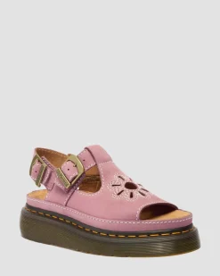 Dunnet Flower Nubuck Plateausandalen in Dusty Rose Pink