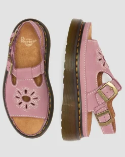 Dunnet Flower Nubuck Plateausandalen in Dusty Rose Pink