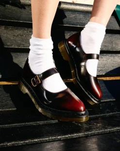 Elphie Mary Jane Leder Schuhe in Cherry Red