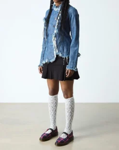 ELPHIE MARY JANE TARTAN SCHUHE in Schwarz & Pink Multi