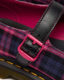 ELPHIE MARY JANE TARTAN SCHUHE in Schwarz & Pink Multi