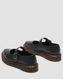 Elphie Virginia Leder Mary Jane Schuhe in Schwarz