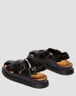 Fisherman Crocodile Analine Leder Sandalen in Dunkelbraun