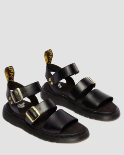 Gryphon Atlas Leder Gladiatorsandalen in Schwarz