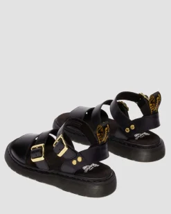 Gryphon Atlas Leder Gladiatorsandalen in Schwarz