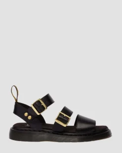 Gryphon Atlas Leder Gladiatorsandalen in Schwarz
