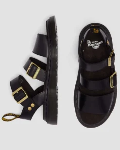 Gryphon Atlas Leder Gladiatorsandalen in Schwarz
