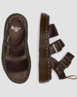 Gryphon Quad Grizzly Leder Sandalen in Dunkelbraun