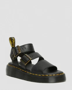 Gryphon Quad Leder Plattform Sandalen in Schwarz