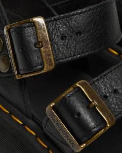 Gryphon Quad Leder Plattform Sandalen in Schwarz