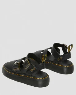 Gryphon Quad Leder Plattform Sandalen in Schwarz