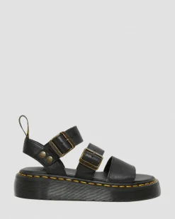 Gryphon Quad Leder Plattform Sandalen in Schwarz