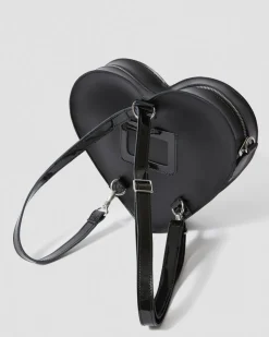 Herzförmige Ledertasche in Schwarz