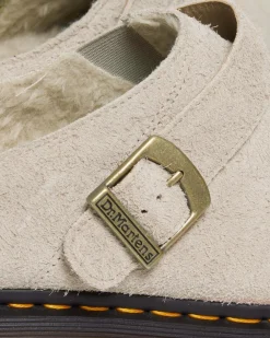 Isham Faux Shearling Lined Wildleder Mules in Vintage Taupe