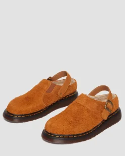 Isham Faux Shearling Lined Wildleder Mules in Pecan Brown